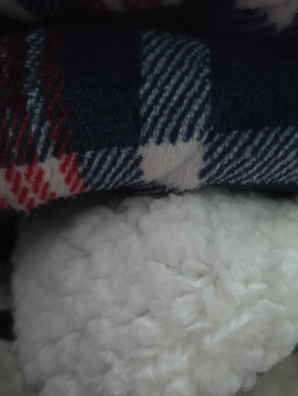 NORTH POLE FAUX MINK TO SHERPA RED, BLUE, AND WHITE SOFT REVERSIBLE THROW